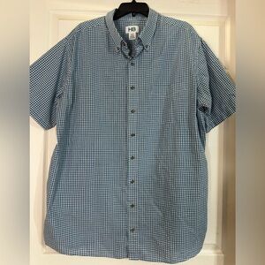 EUC HB Harbor Bay Men's Blue Checkered Button Down Short Sleeves Shirt Size 2XLT